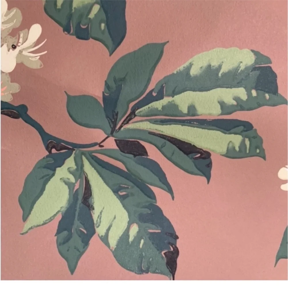 Vintage 30s Botanical Horse Chestnut Floral Wallpaper Made in England